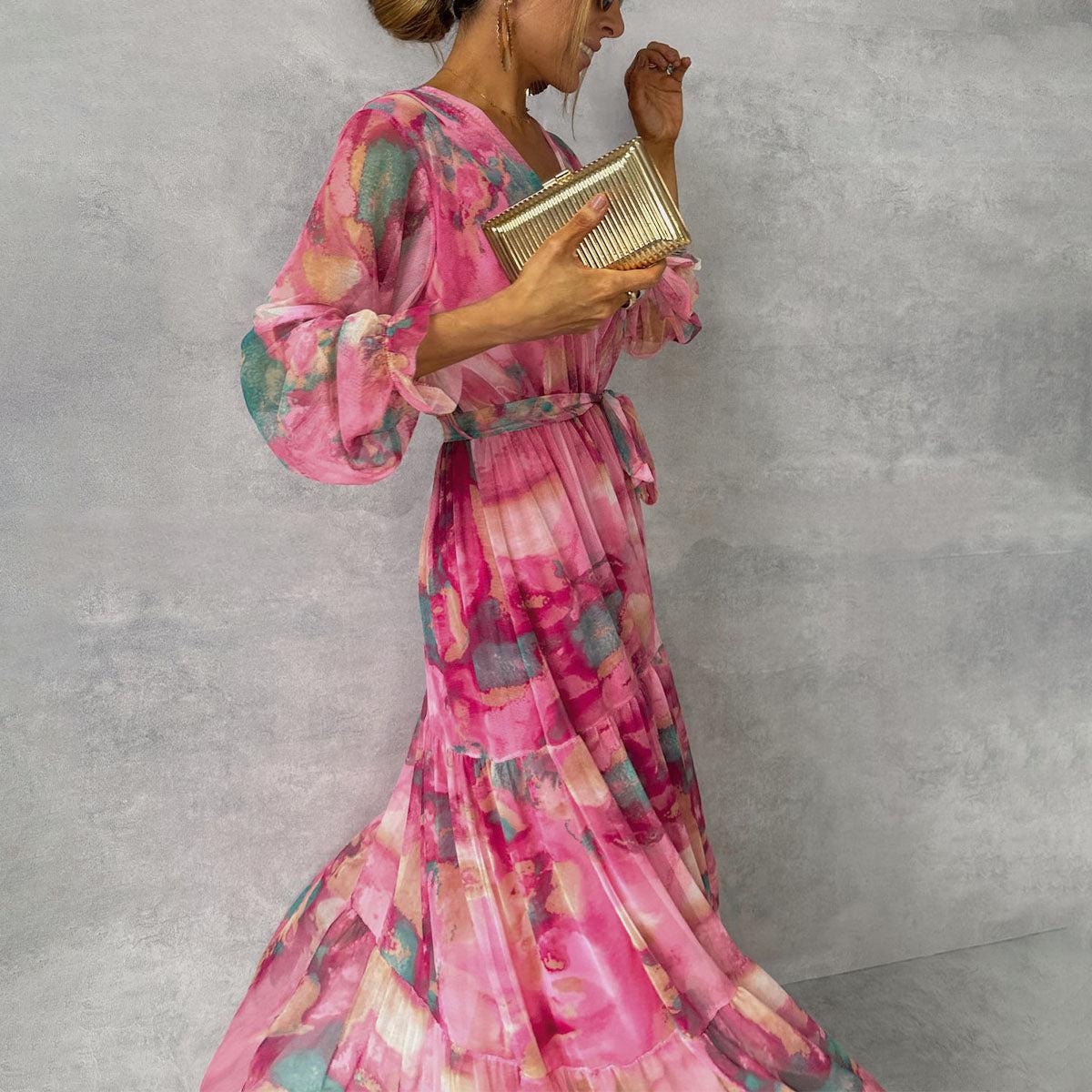 Women Maxi Dress | Long Sleeve Wrap Silhouette Fit
