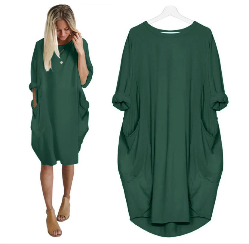 Women Summer Dress | Relaxed Fit Round Neck Midi Length Silhouette