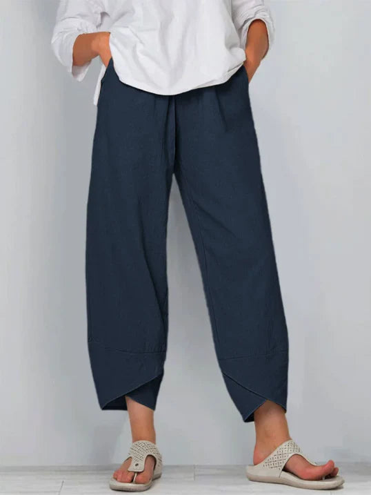 Women Trousers | Cropped Leg Relaxed Fit Silhouette Design