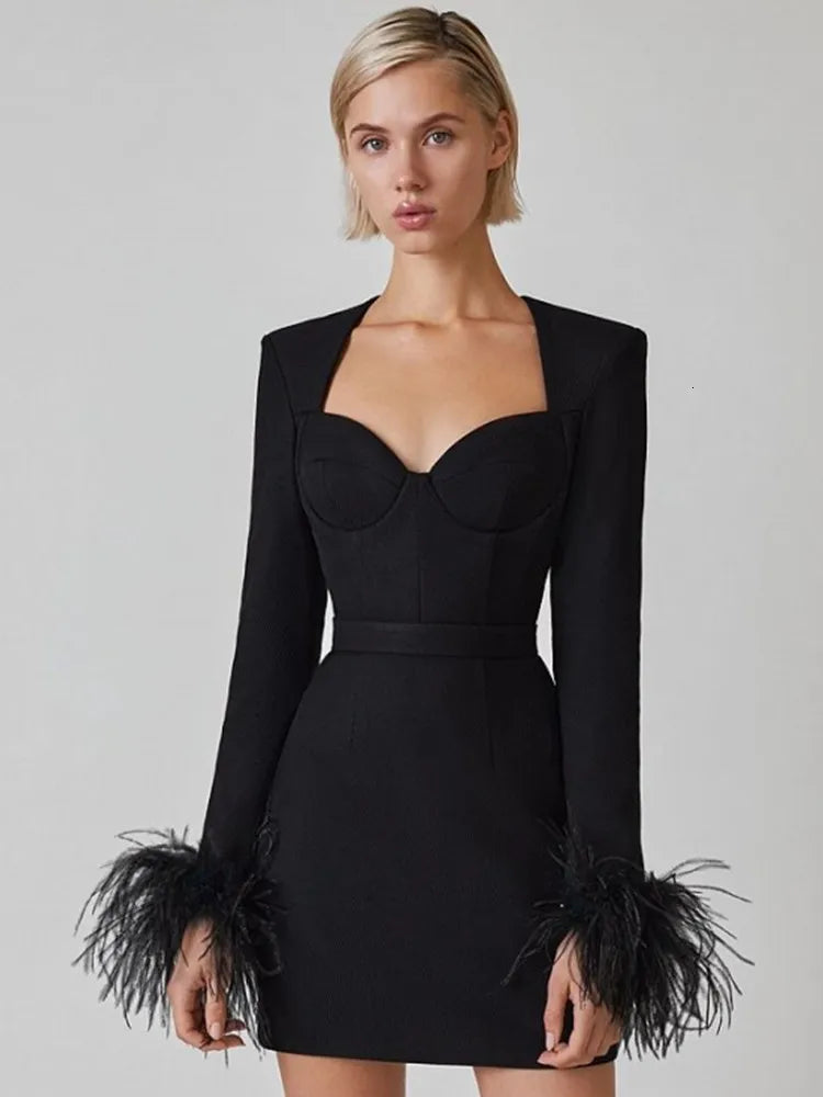Women Mini Dress | Square Neckline Design Cut
