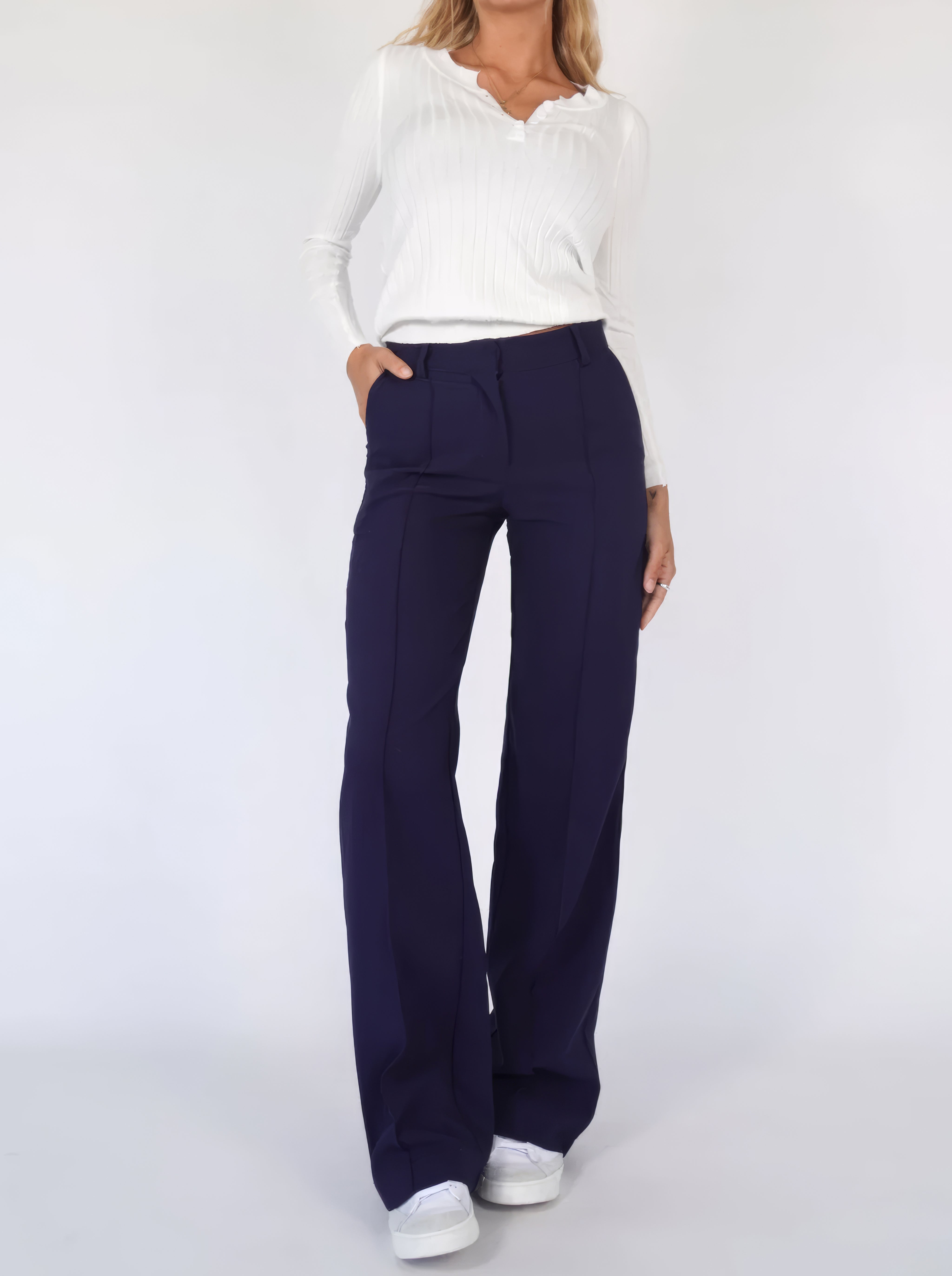 Women Trousers | High Waist Straight Leg Fit