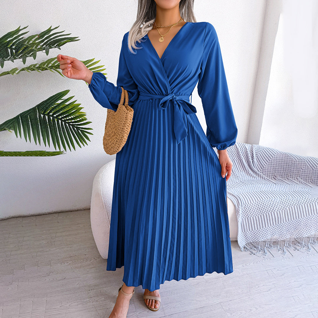 Women Maxi Dress | Long Sleeve Pleated Full Length Design