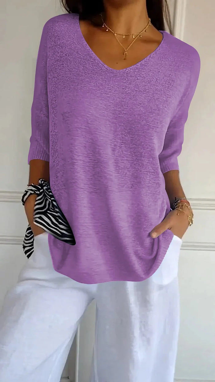 Women Top | V-Neck Design With Three Quarter Length Sleeves