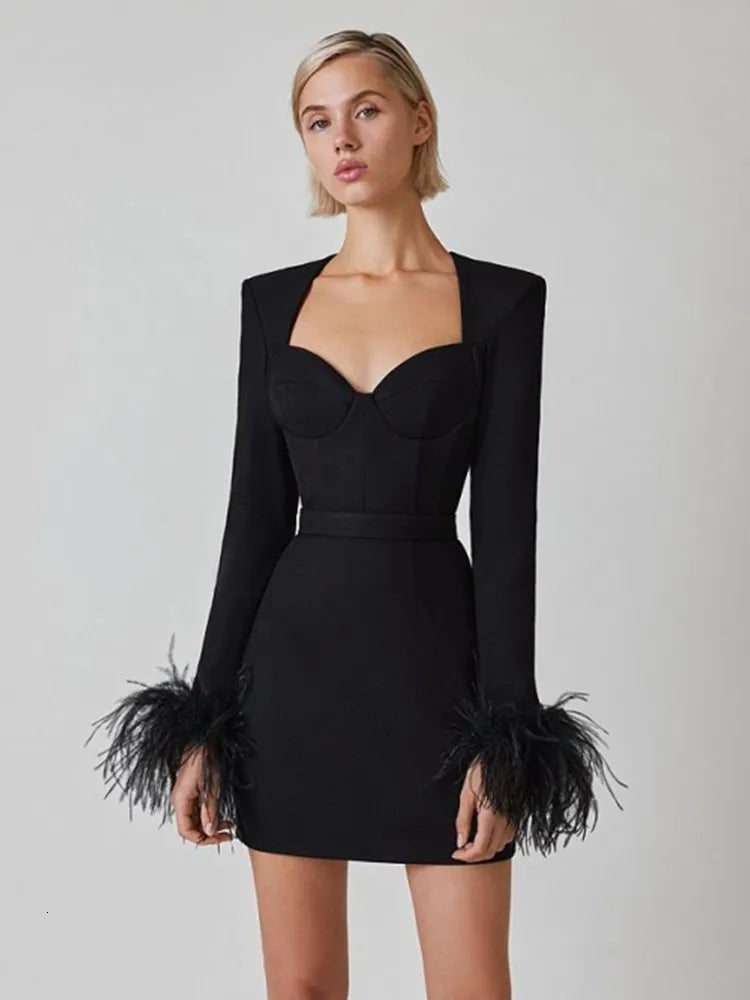 Women Mini Dress | Square Neckline Design Cut