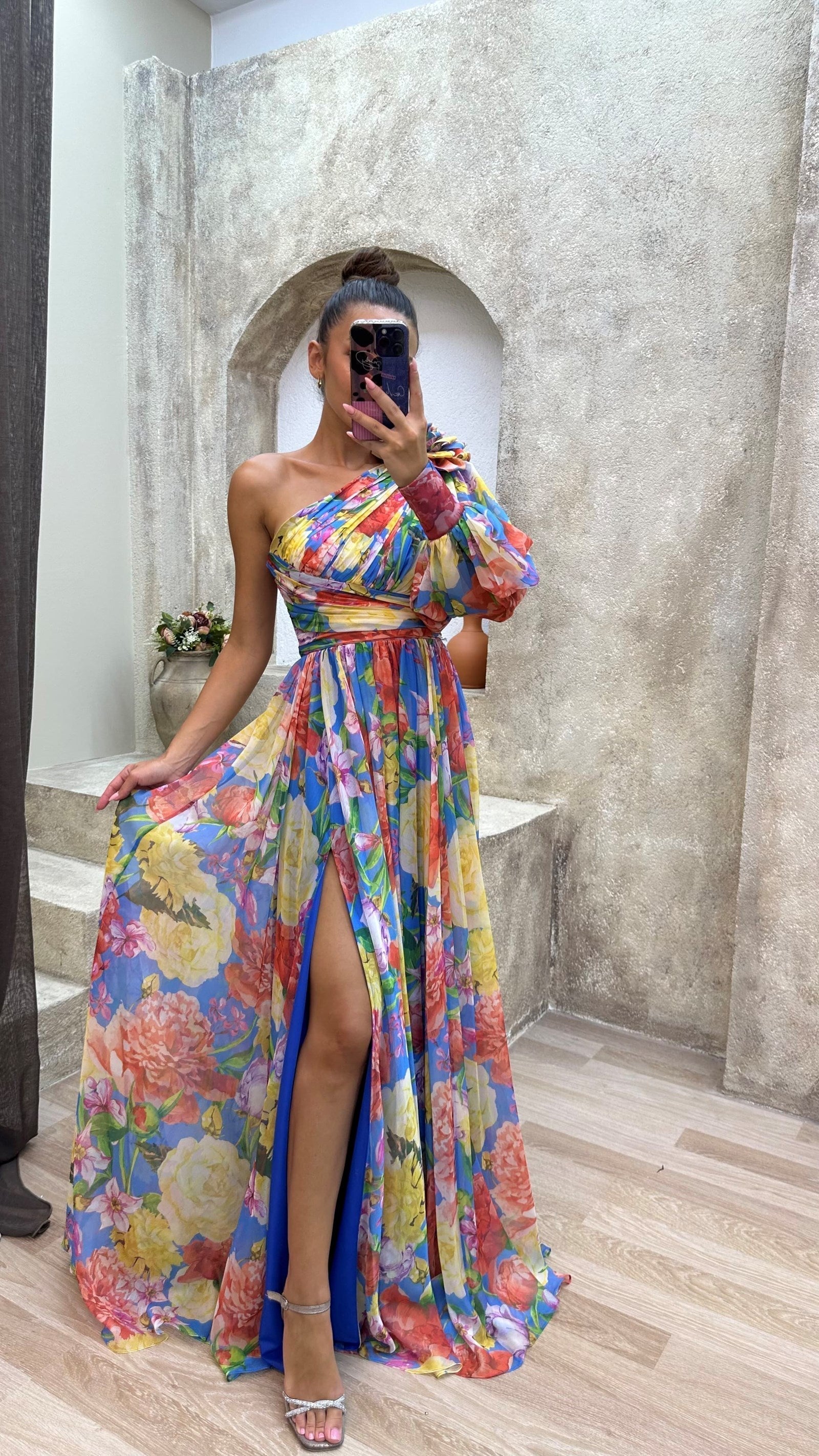 Women Dress | Asymmetrical One Shoulder Maxi Length