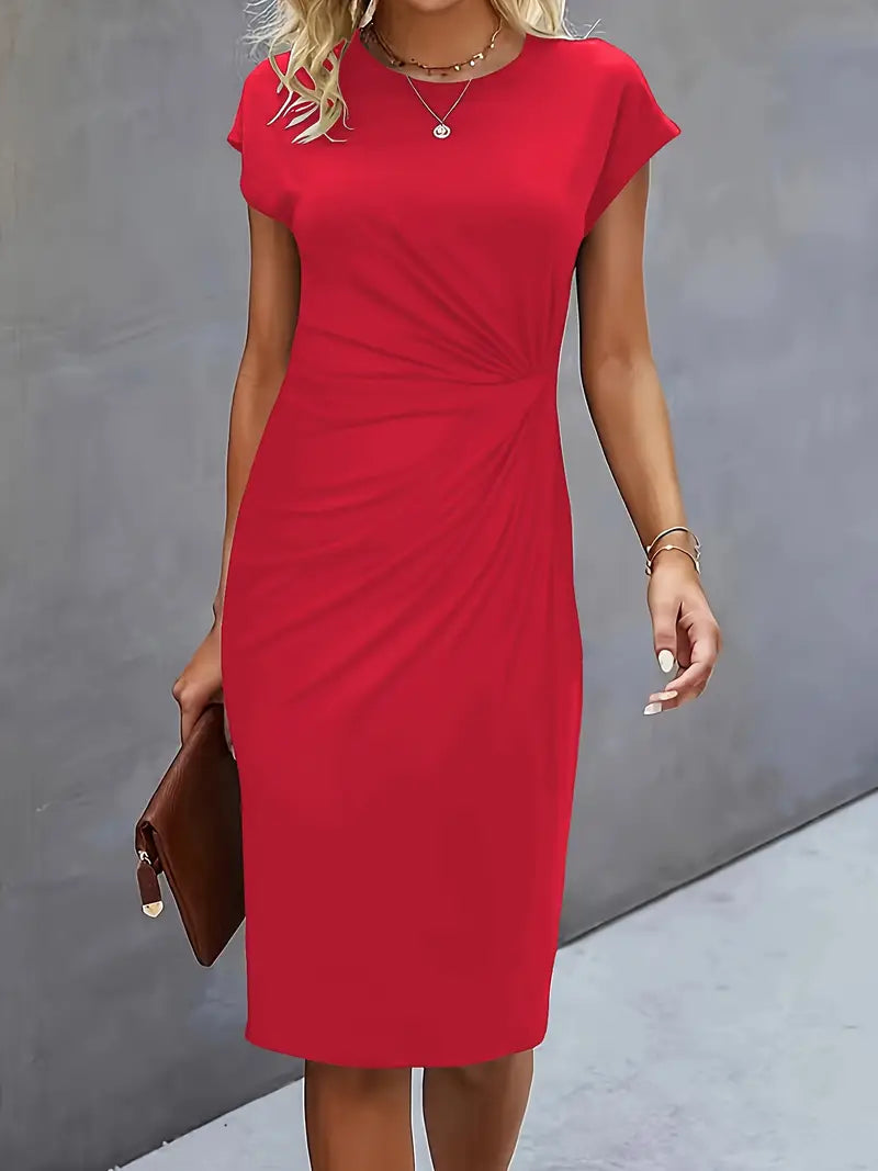 Women Midi Dress | Tailored Fit With Round Neckline Silhouette Design