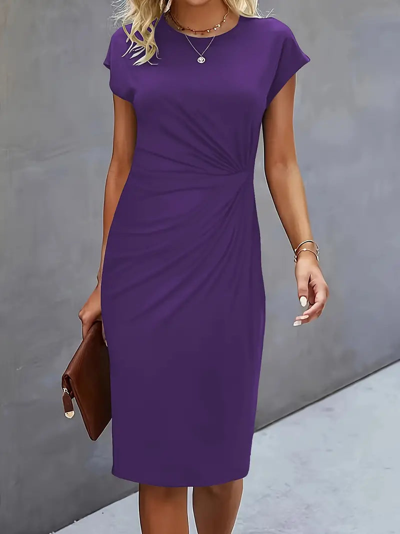 Women Midi Dress | Tailored Fit With Round Neckline Silhouette Design