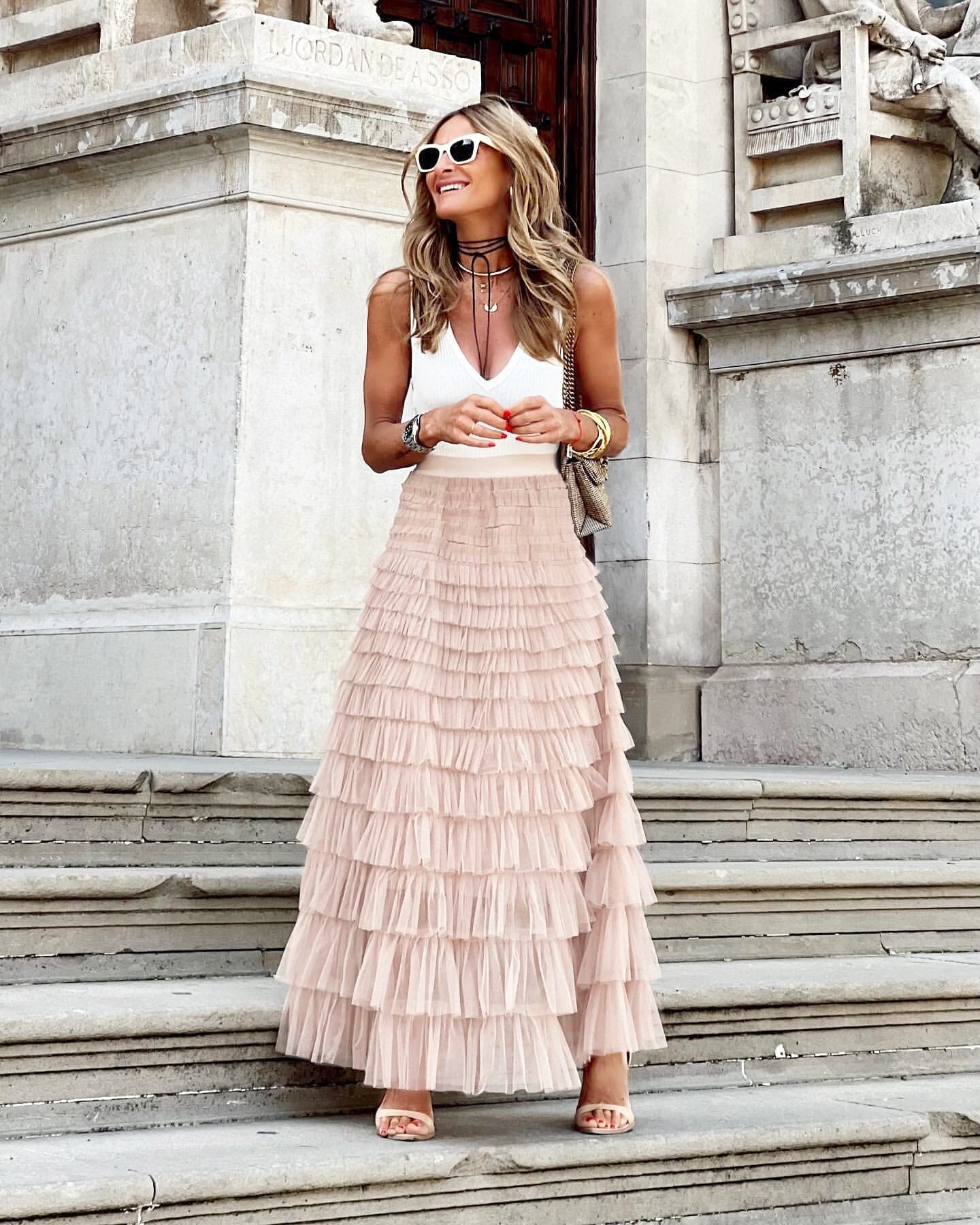 Women Maxi Skirt | Elastic Waistband Pleated Design