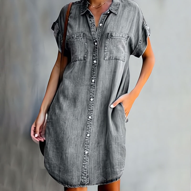 Women Shirt Dress | Button-Down Collar Mini Length