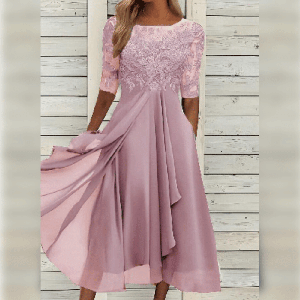 Women Midi Dress | Mid Length With Embroidered Bodice Detail