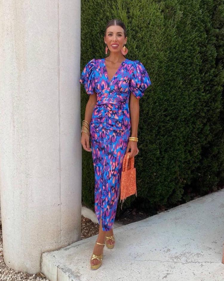 Women Midi Dress | Puff Sleeve Design