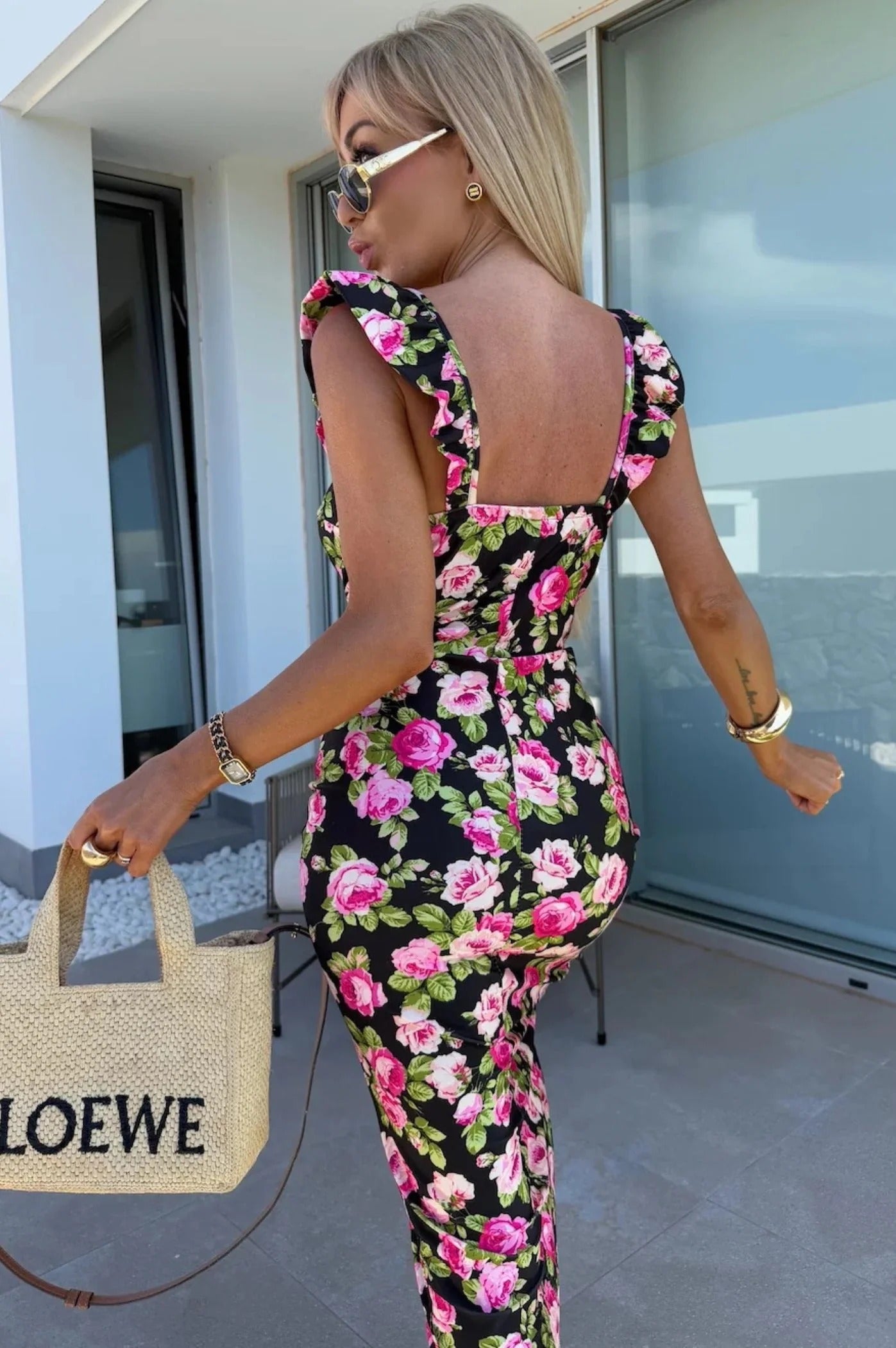 Women Midi Dress | Sweetheart Neckline Slit Detail