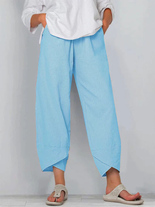 Women Trousers | Cropped Leg Relaxed Fit Silhouette Design