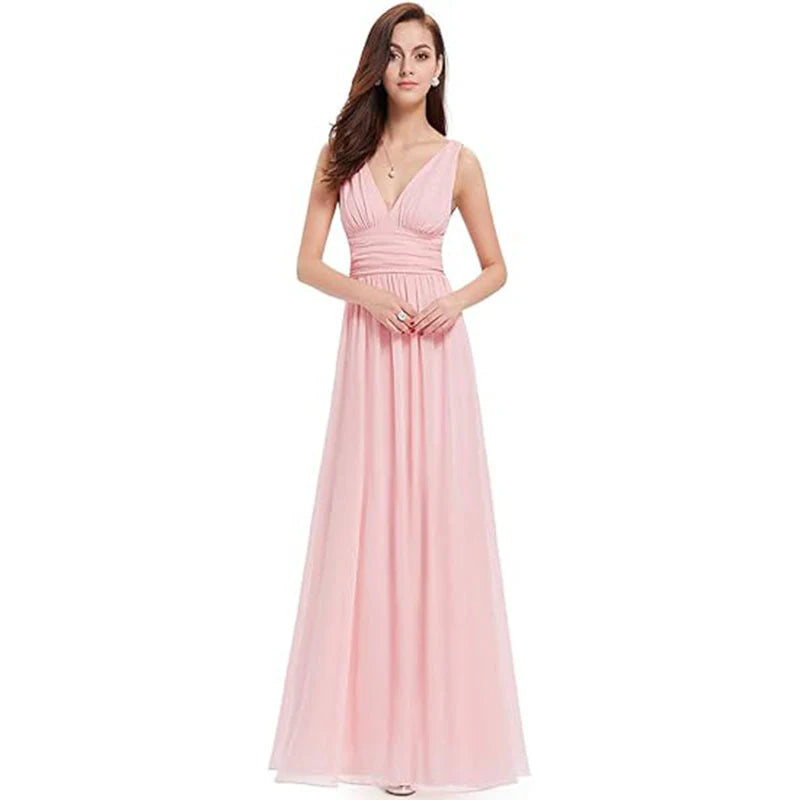 Women Dress | Sleeveless Maxi Length V-Neck Design