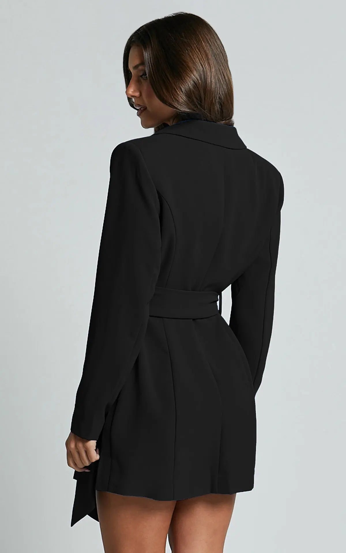 Women Blazer Dress | Belted Waist With Lapel And V-Neck Design