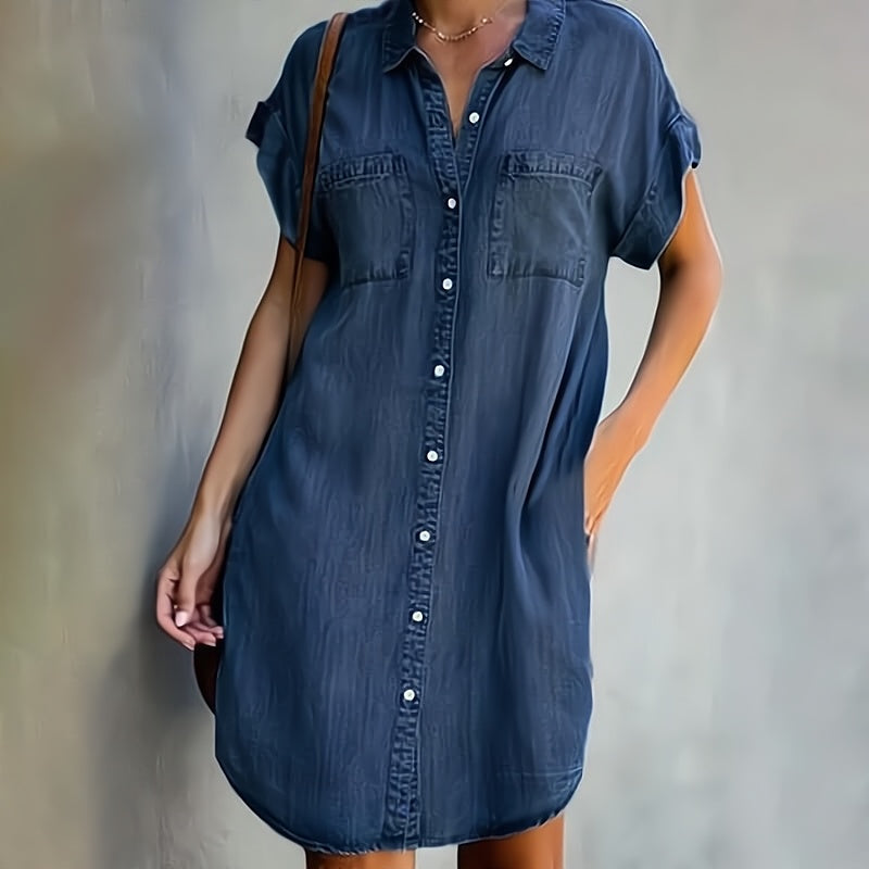 Women Shirt Dress | Button-Down Collar Mini Length
