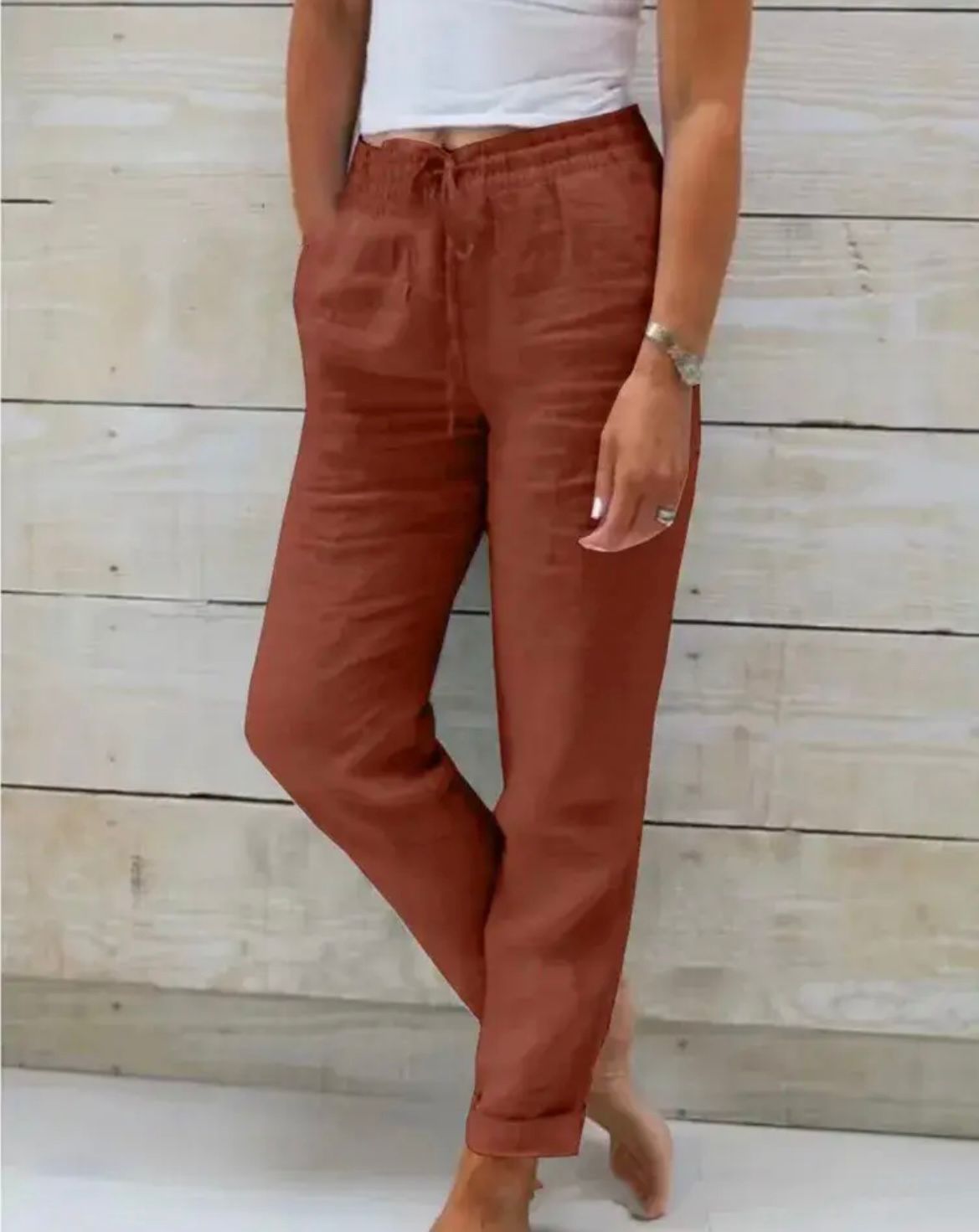 Women Trousers | Relaxed Fit Straight Leg High Elastic Waist Design