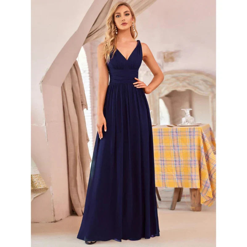 Women Dress | Sleeveless Maxi Length V-Neck Design