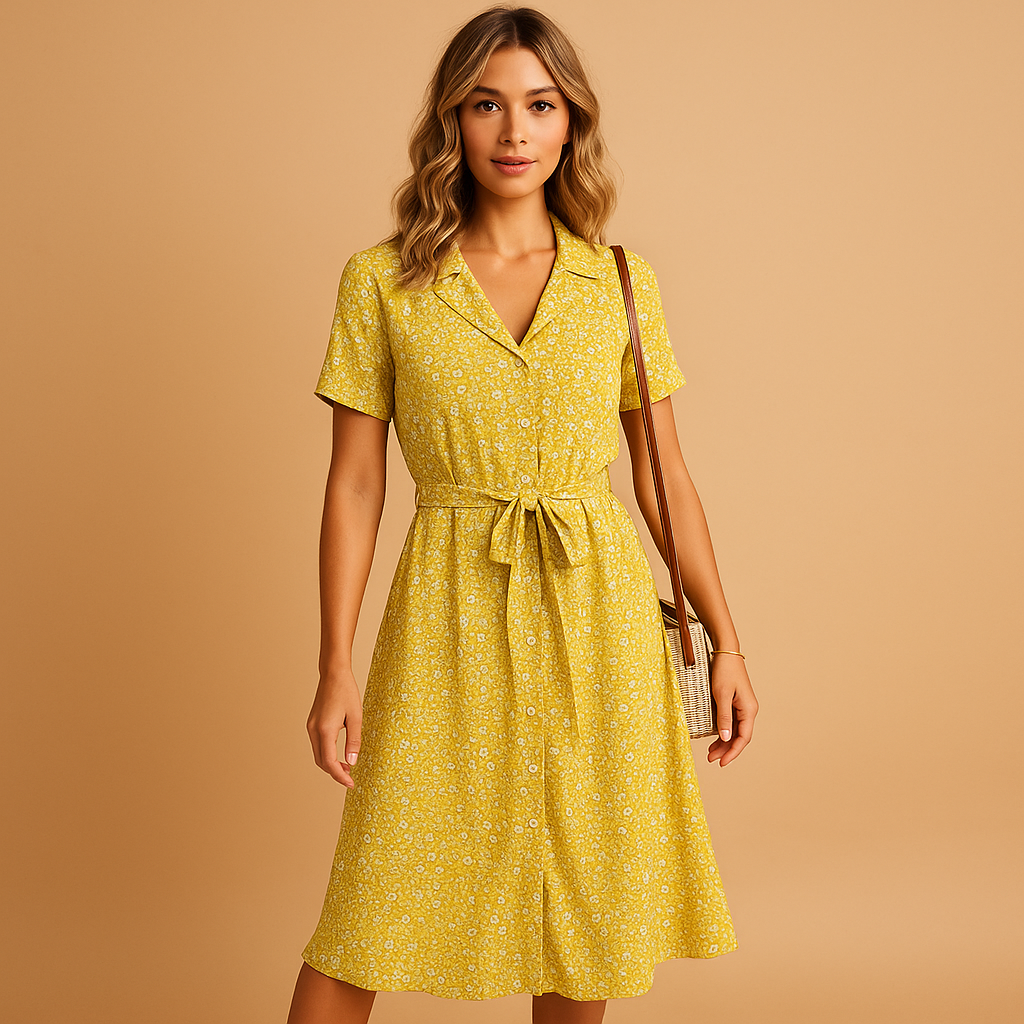 Women Midi Dress | Short Sleeve Floral Print Design