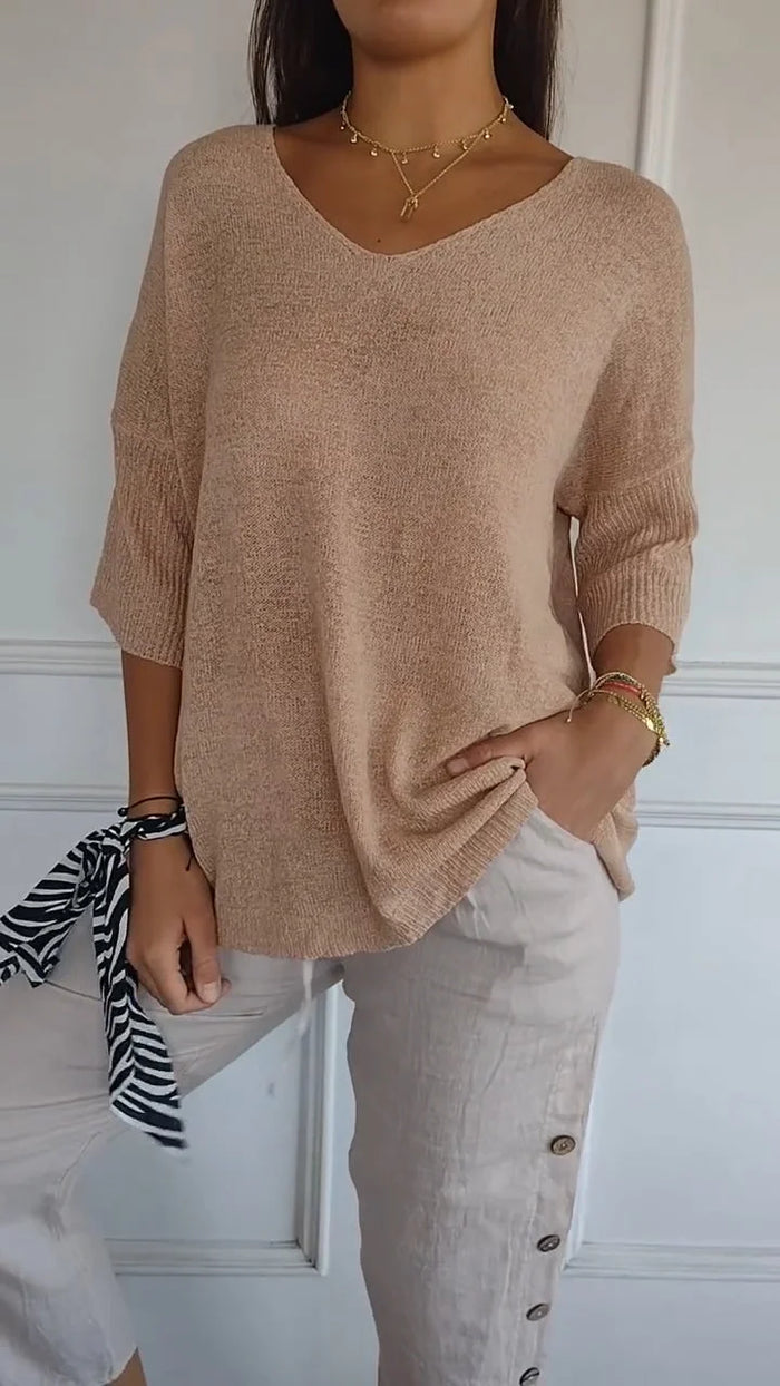 Women Top | V-Neck Design With Three Quarter Length Sleeves