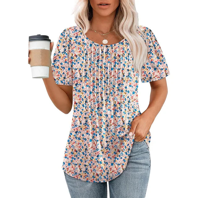 Women T-Shirt | Flat Neckline With Pleated Detail Design
