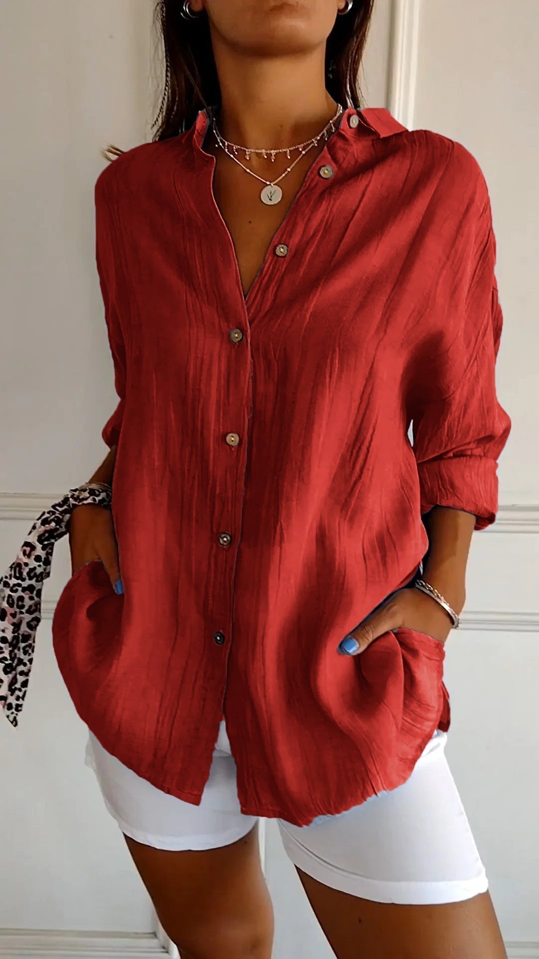 Women Button-Down Shirt | Regular Fit Front Button Closure Design