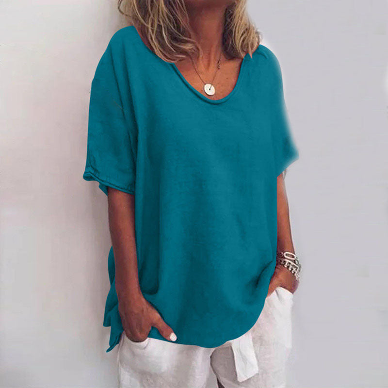 Women Blouse | Short Sleeves And Loose Fit Silhouette Design