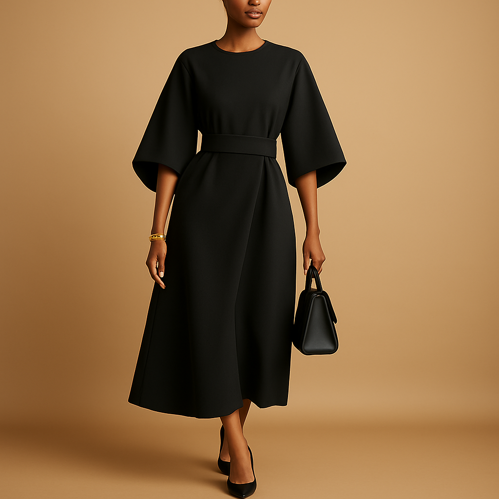 Women Midi Dress | Fitted A-Line Design With A Waist Tie Belt