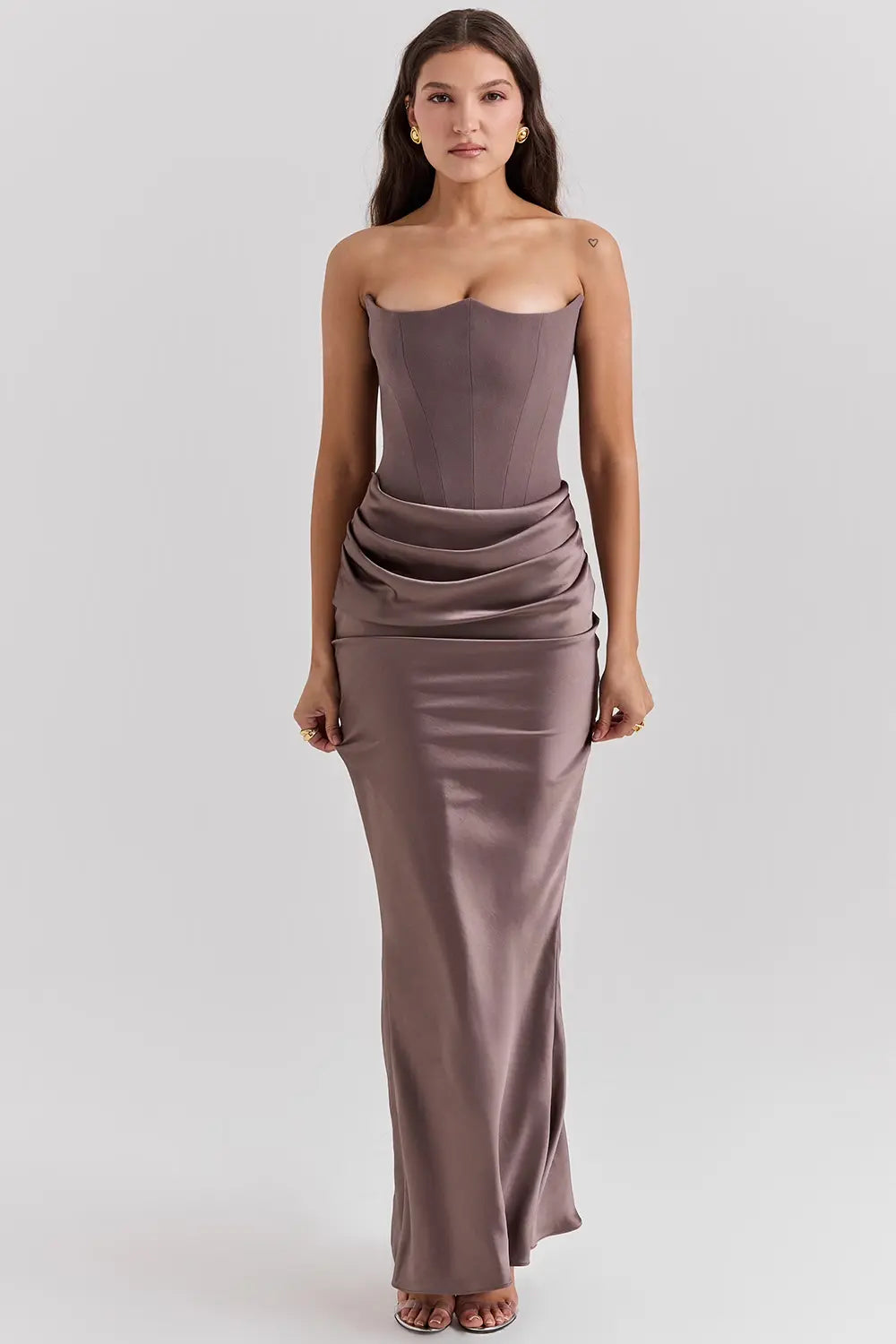 Women Maxi Dress | Strapless Corset Bodice And Maxi Length Design