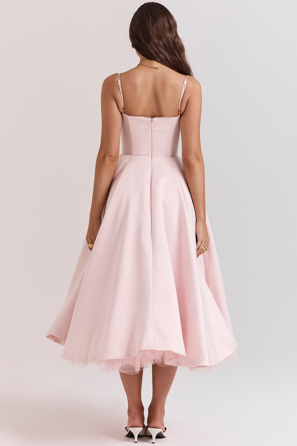 Women Midi Dress | A-Line Skirt With Corset Bodice Sweetheart Neckline