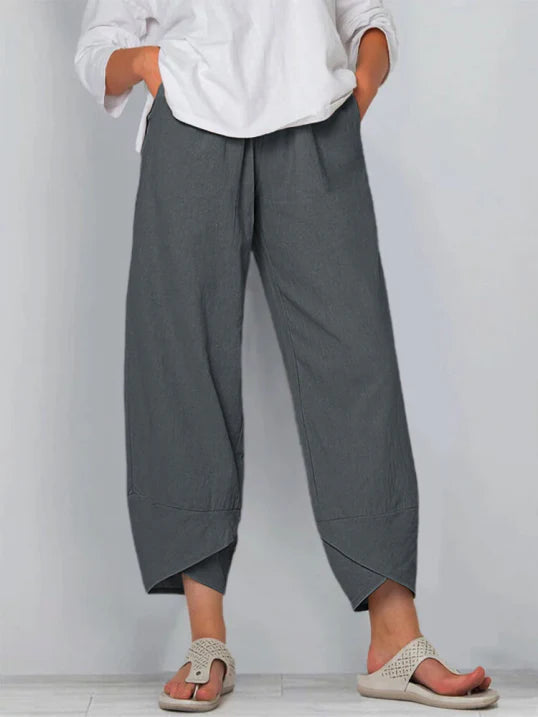 Women Trousers | Cropped Leg Relaxed Fit Silhouette Design