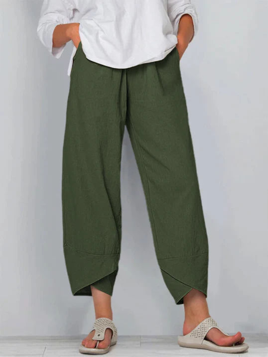 Women Trousers | Cropped Leg Relaxed Fit Silhouette Design