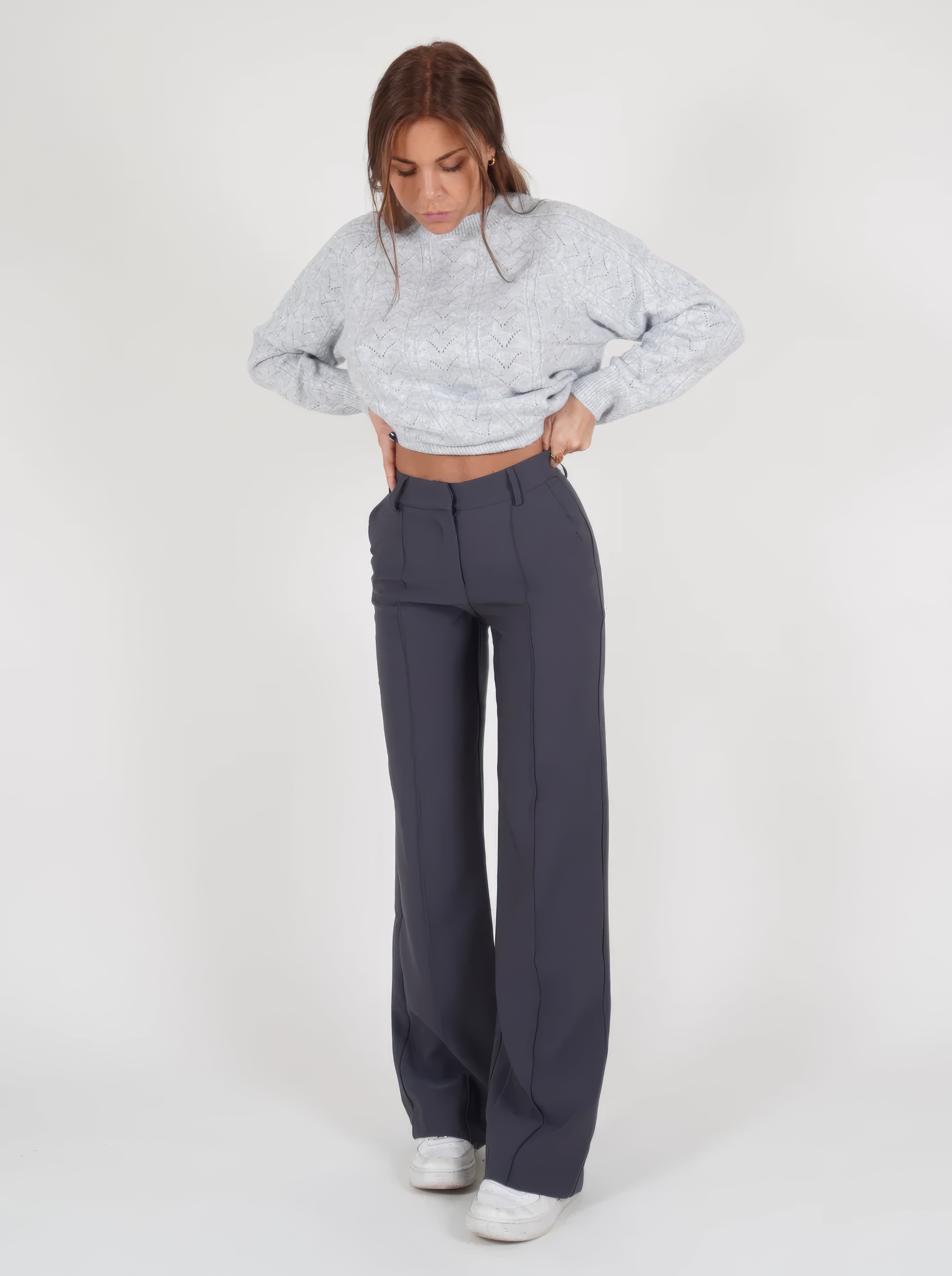 Women Trousers | High Waist Straight Leg Fit