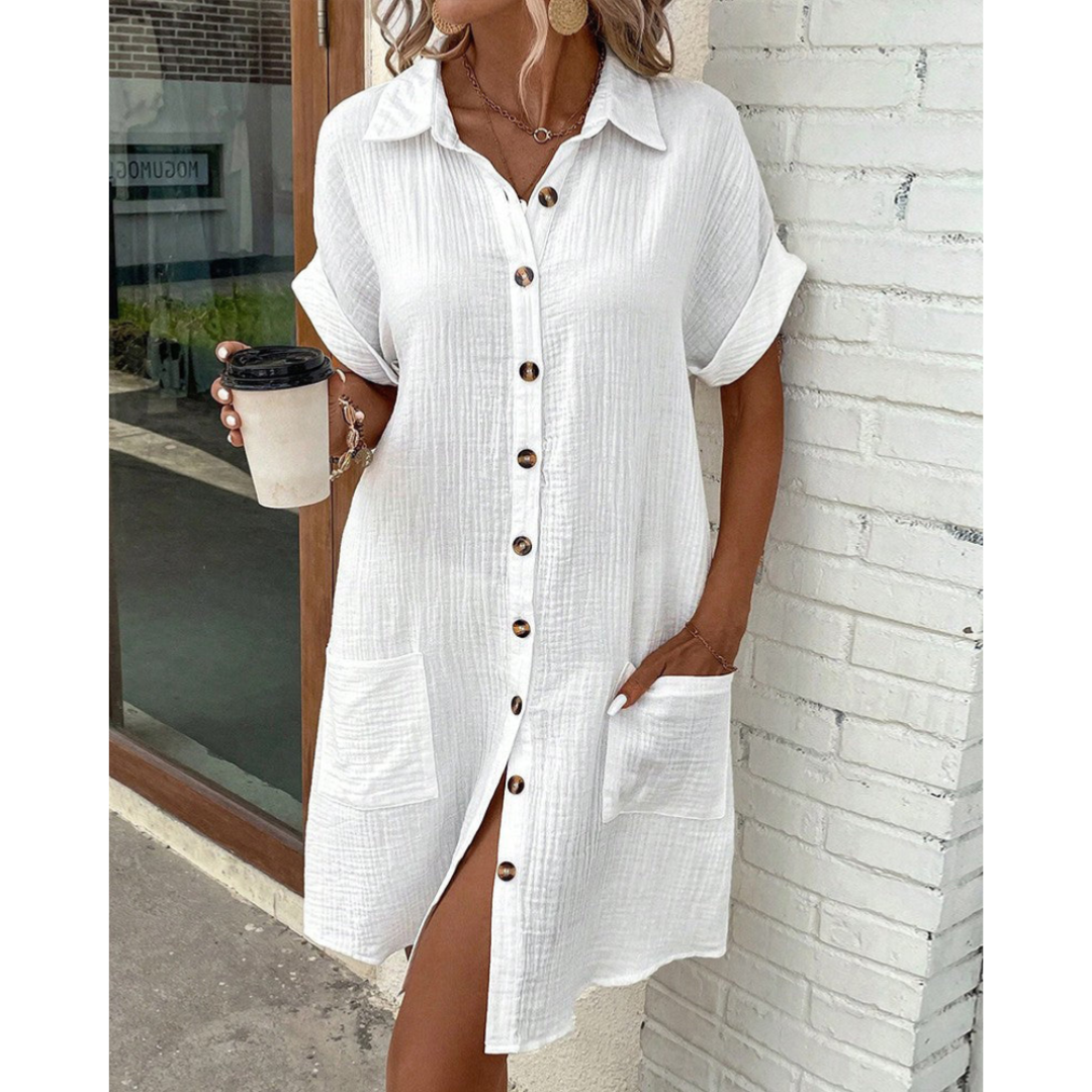 Women Shirt Dress | Relaxed Fit Midi Length