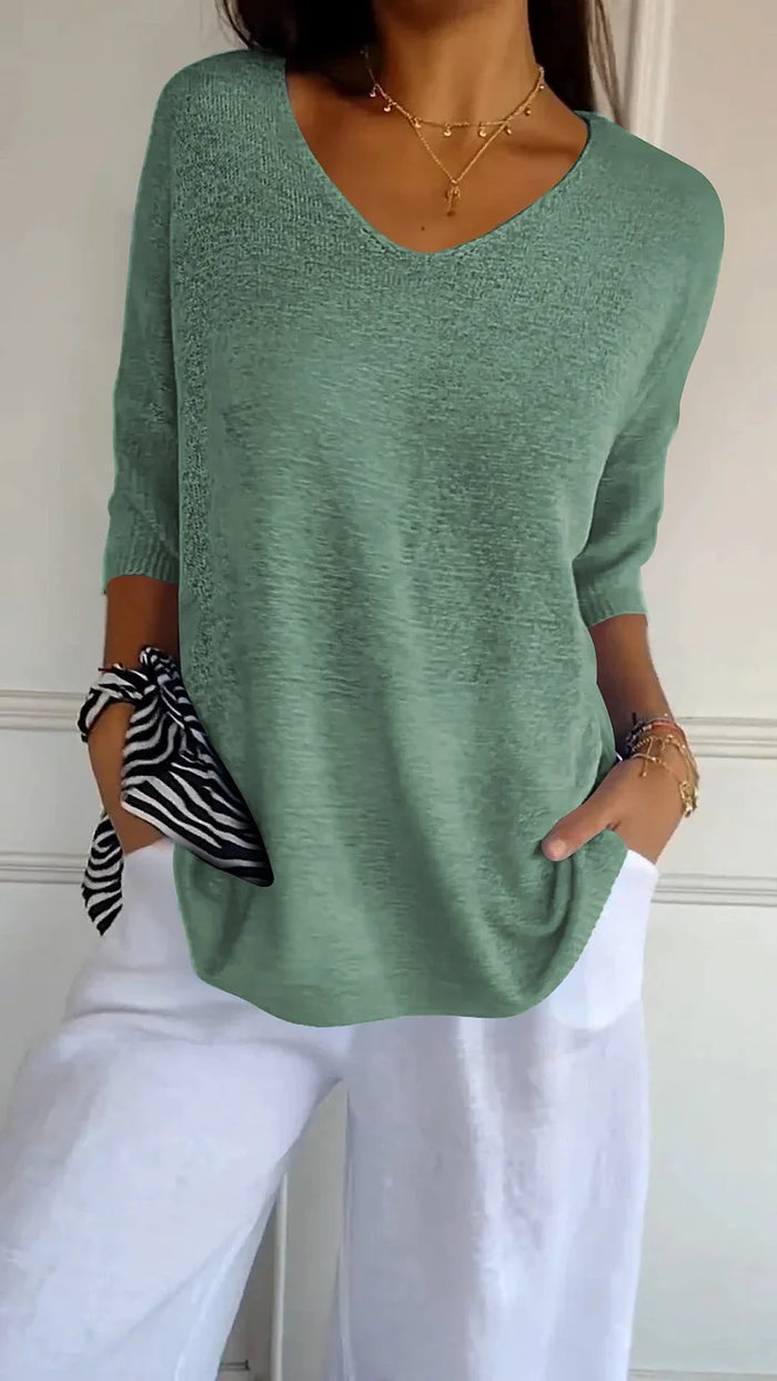Women Top | V-Neck Design With Three Quarter Length Sleeves
