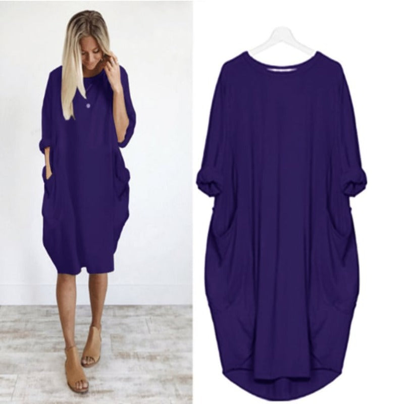 Women Summer Dress | Relaxed Fit Round Neck Midi Length Silhouette