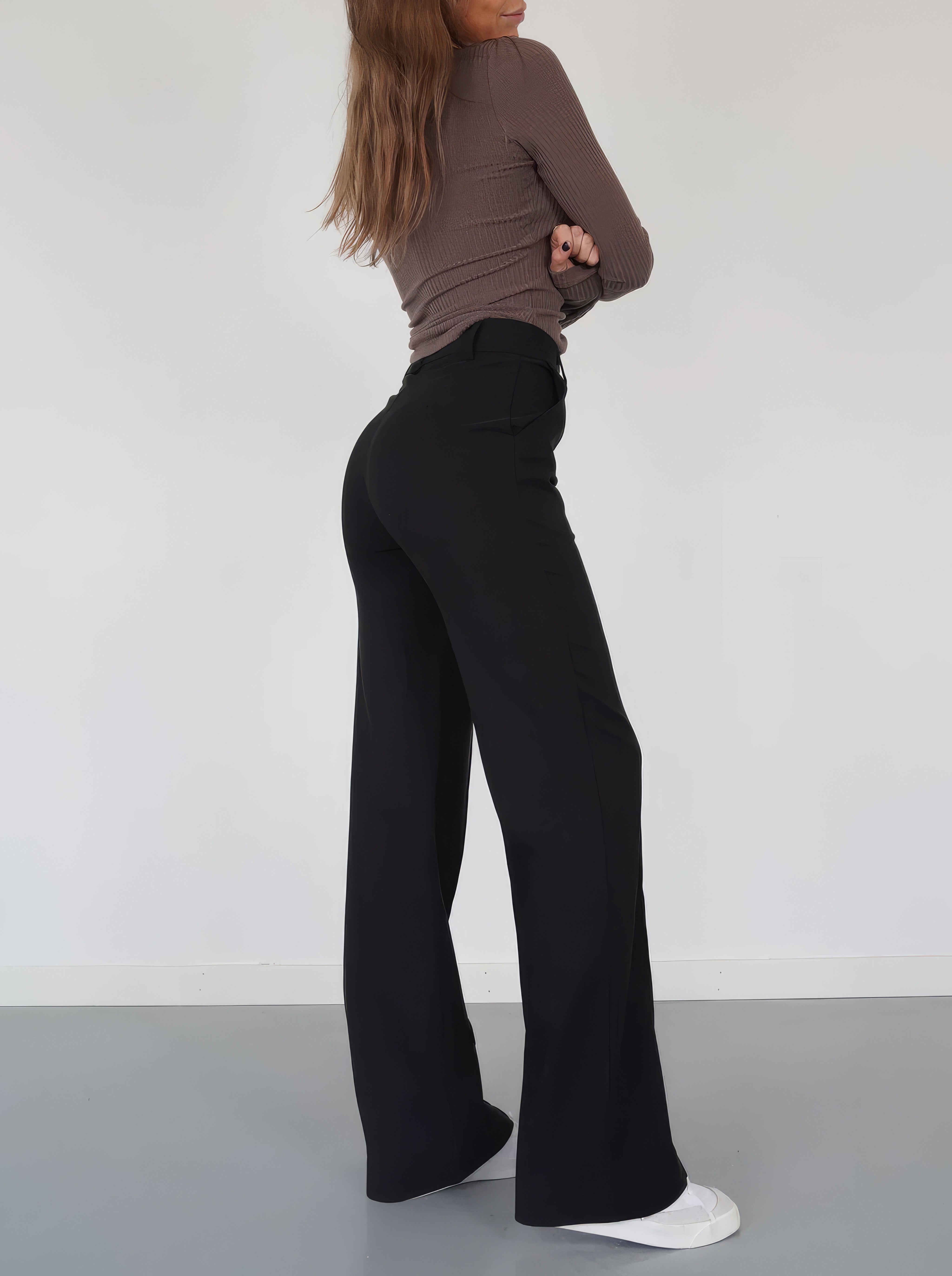 Women Trousers | High Waist Straight Leg Fit