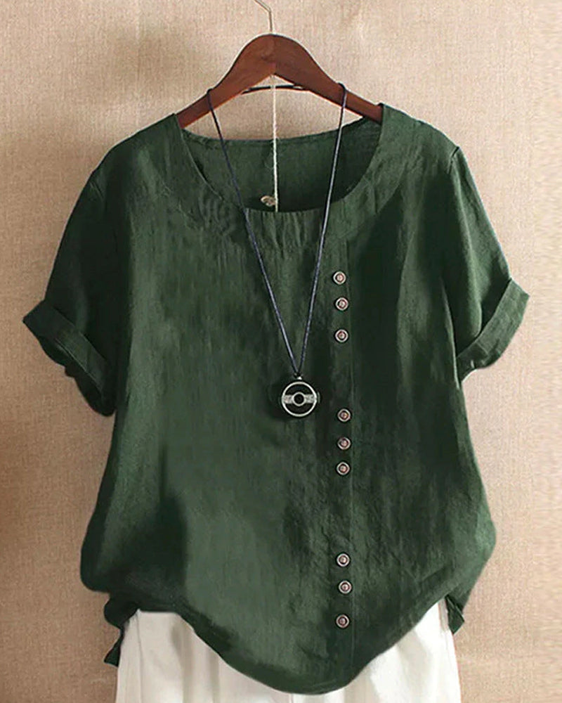 Women Blouse | Short Sleeve Classic Round Neck Fit