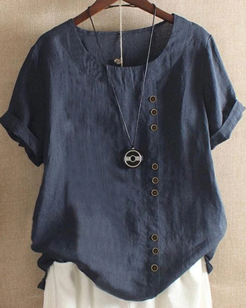 Women Blouse | Short Sleeve Classic Round Neck Fit