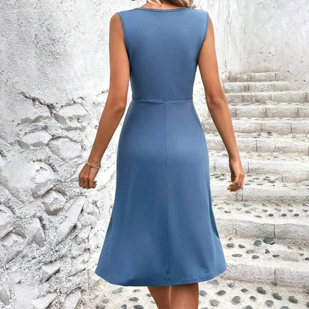 Women Dress | Wrap Neckline Relaxed Fit Sleeveless Design Cut