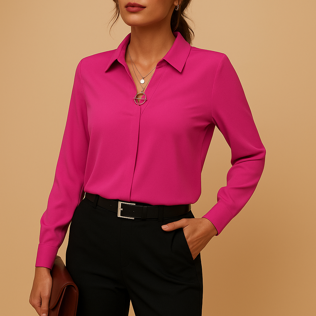Women Blouse | Fitted Design With Classic Collar And Button Closure