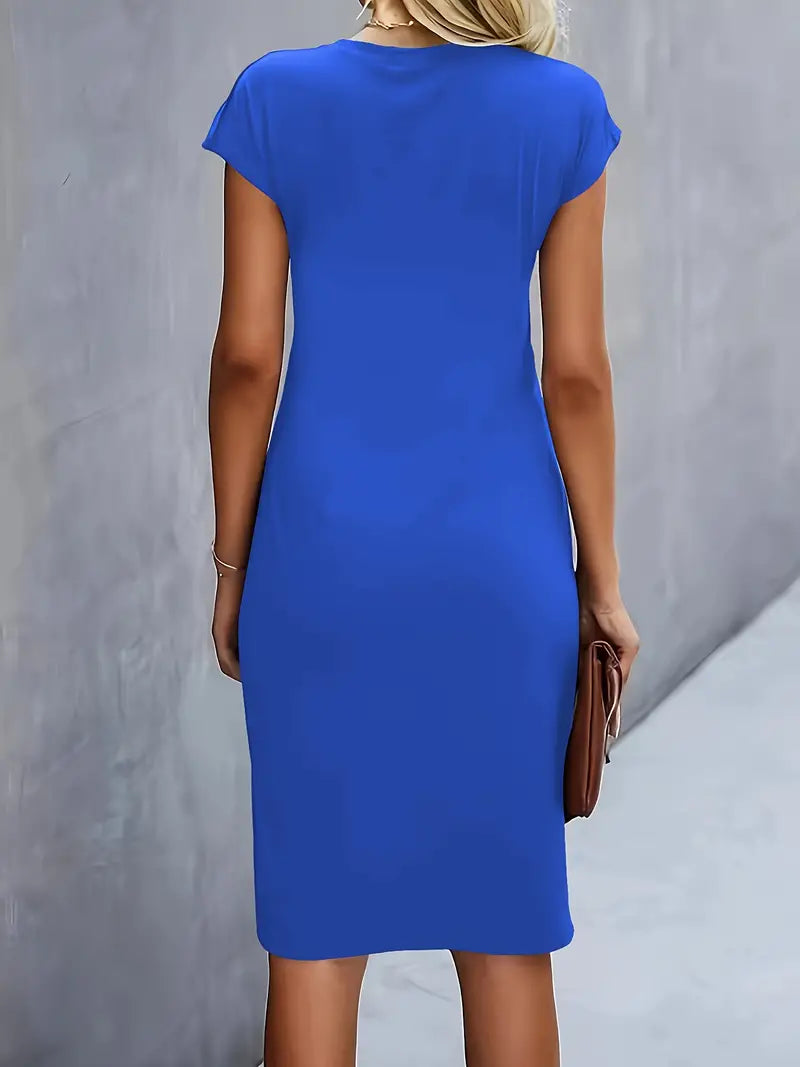 Women Midi Dress | Tailored Fit With Round Neckline Silhouette Design