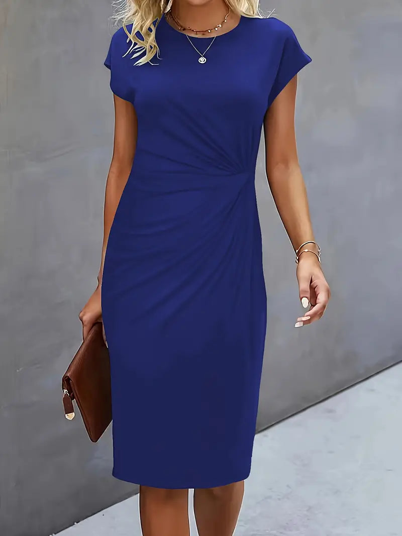 Women Midi Dress | Tailored Fit With Round Neckline Silhouette Design