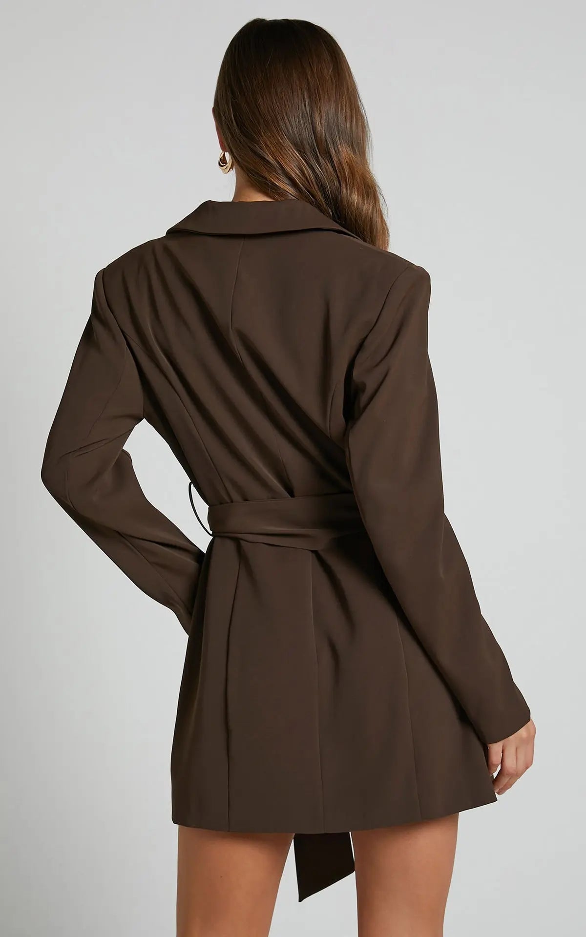 Women Blazer Dress | Belted Waist With Lapel And V-Neck Design