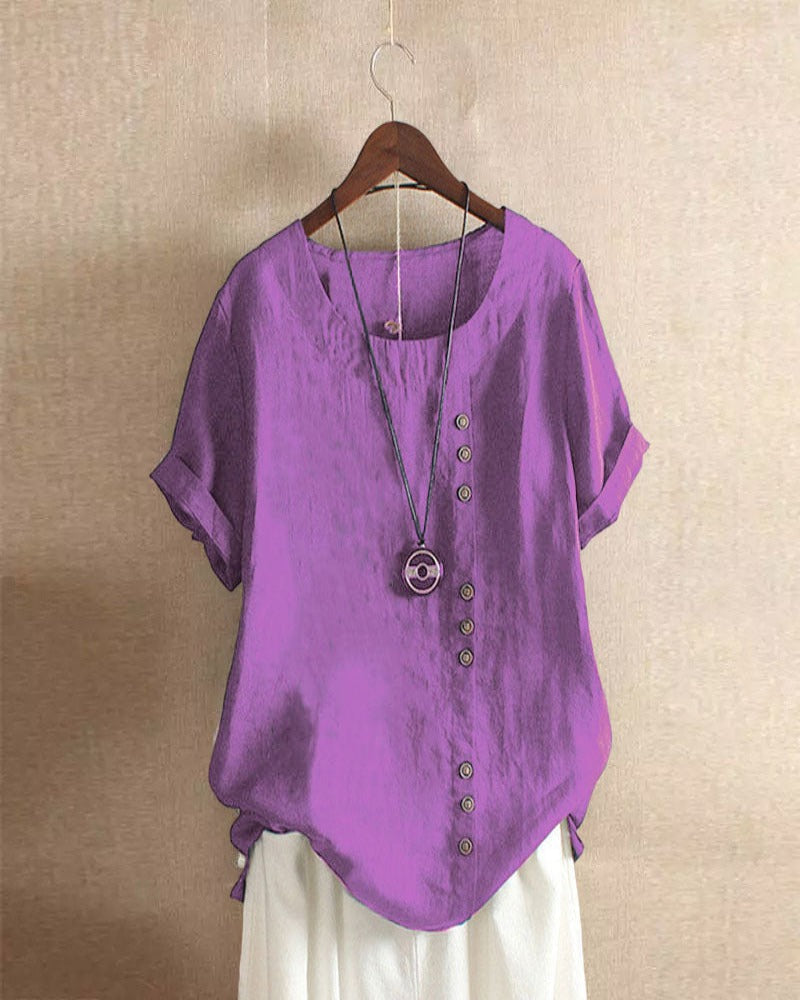 Women Blouse | Short Sleeve Classic Round Neck Fit
