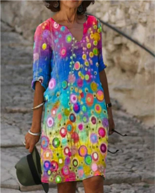 Women Dress | Mini Length Summer Wear With Graphic Print Pattern