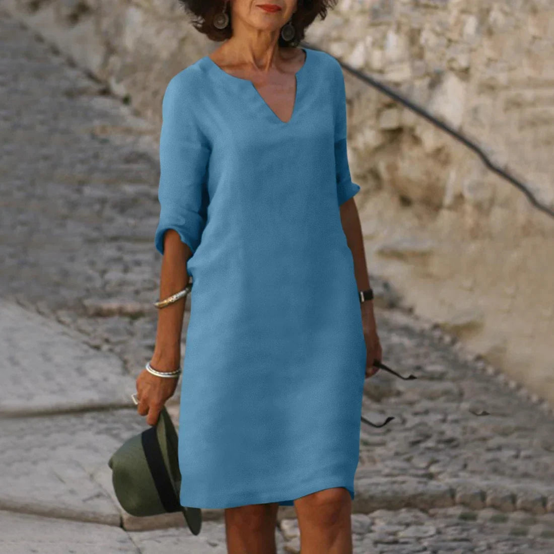 Women Dress | V-Neck Quarter Sleeve Knee Length Design