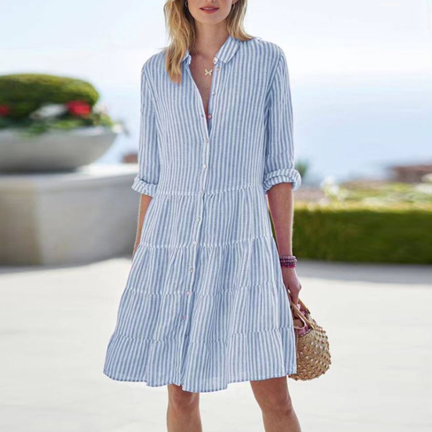 Women Mini Dress | Three Quarter Sleeve Pullover