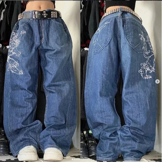 Women Cargo Jeans | Wide Leg Oversized Fit with Pockets Design
