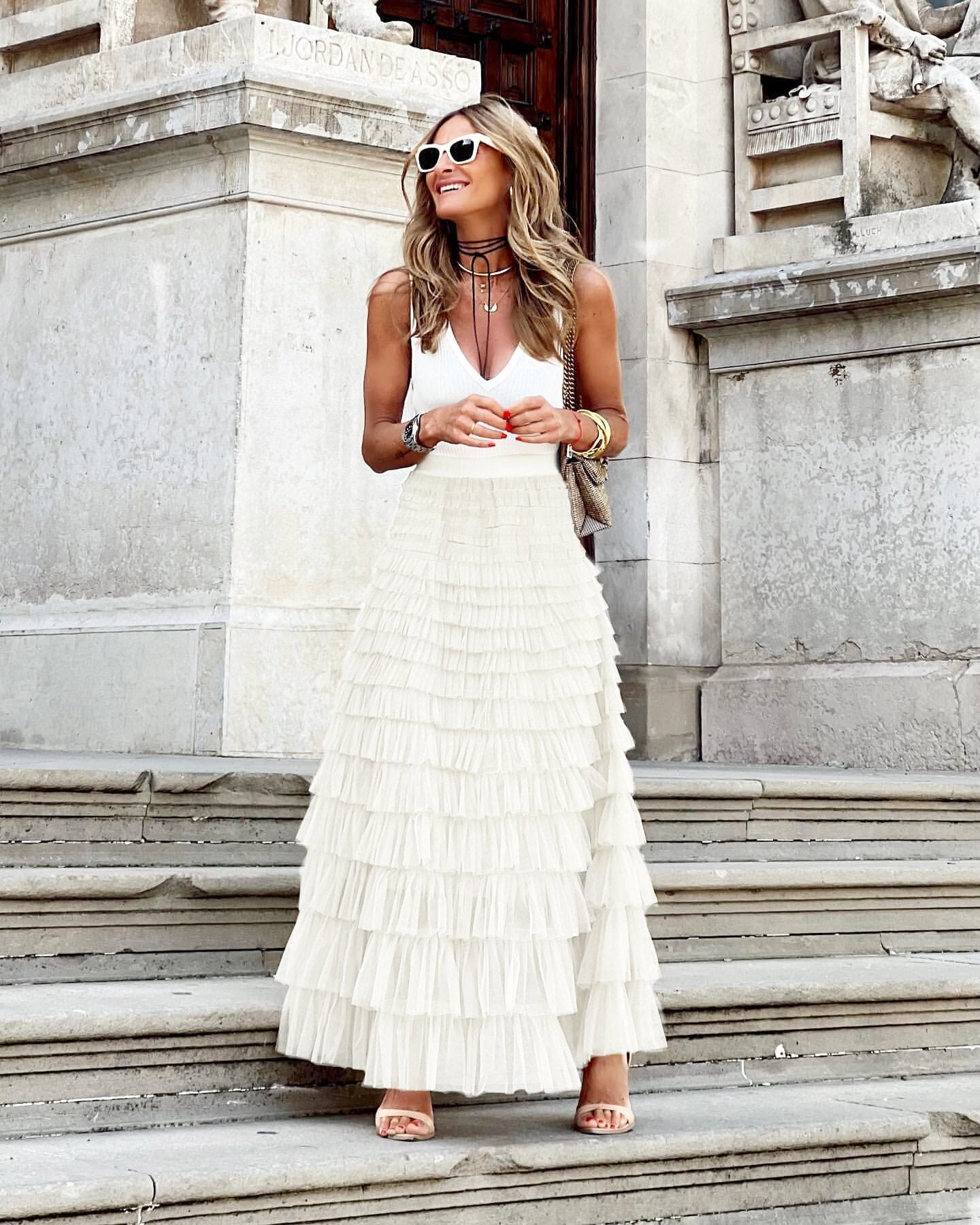 Women Maxi Skirt | Elastic Waistband Pleated Design